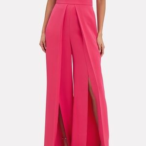 CUSHNIE HOT PINK SILK PANTS WITH SLIT